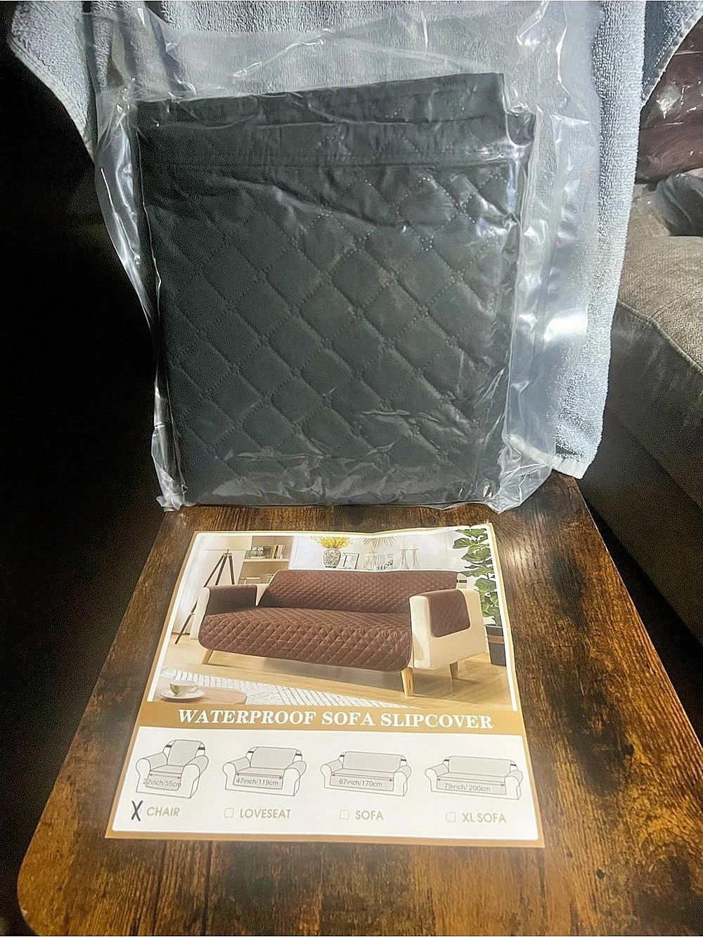 Waterproof Quilted Chair Slipcover in Black